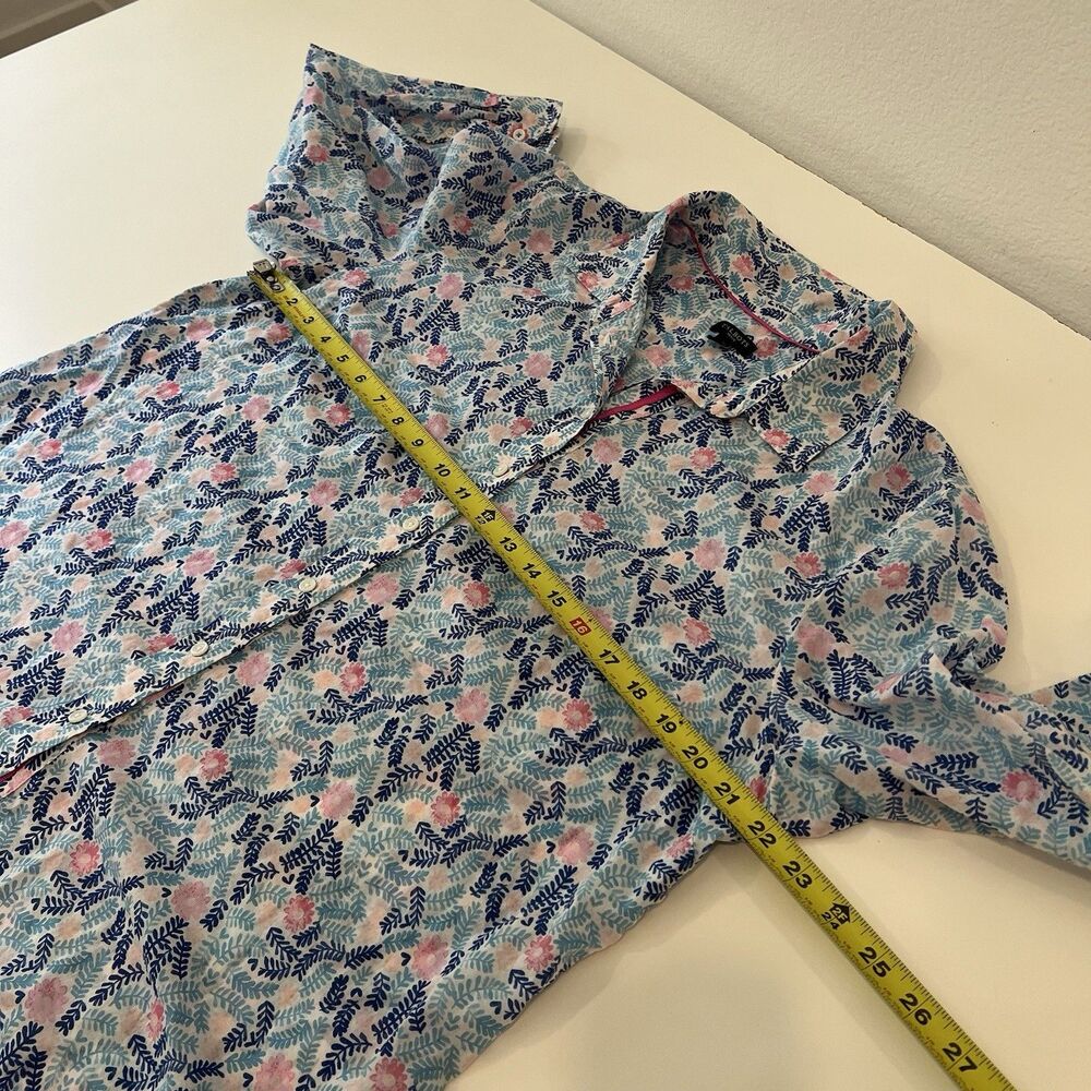 Talbots CLASSIC COTTON SHIRT FLORAL FERNS Button-Up top women’s XL petite - Picture 7 of 8